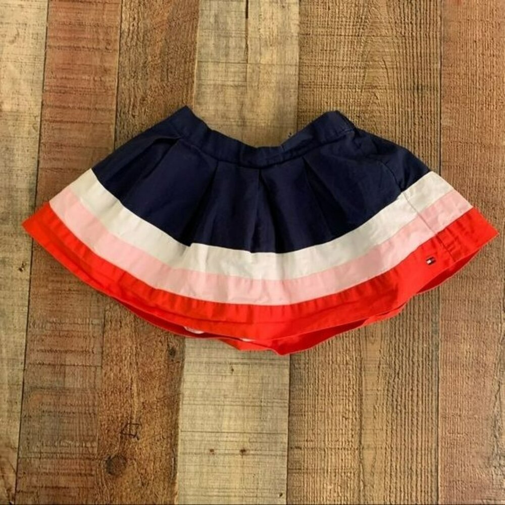 Tommy Hilfiger girls size 18M navy blue, pink, red, white striped skirt